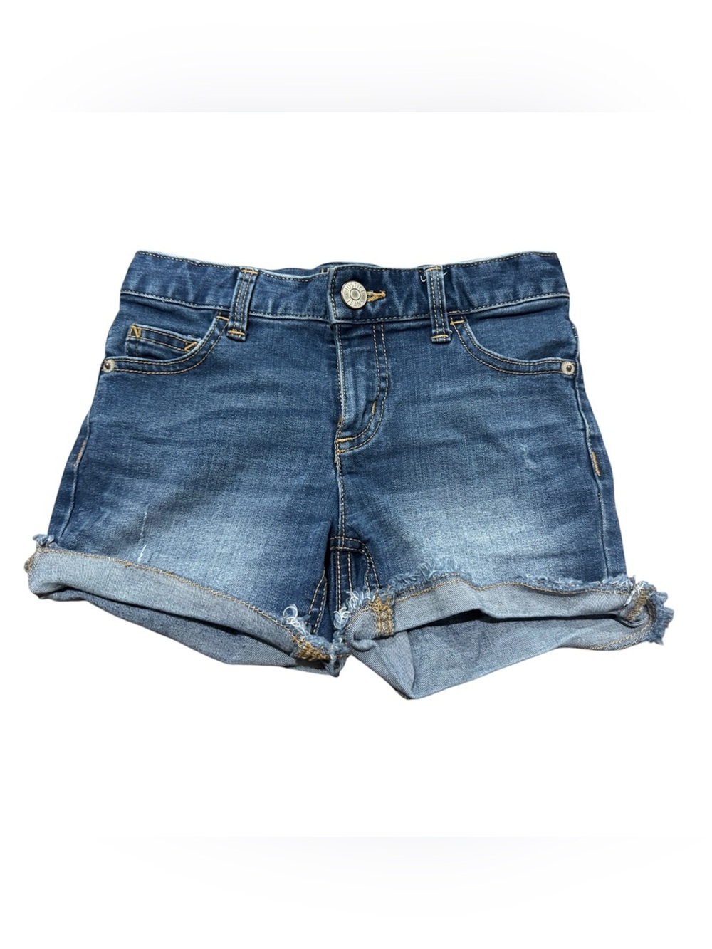 Justice Girls Blue Jean Cutoff Denim Short Size 12 Slim Shorts Dark Wash